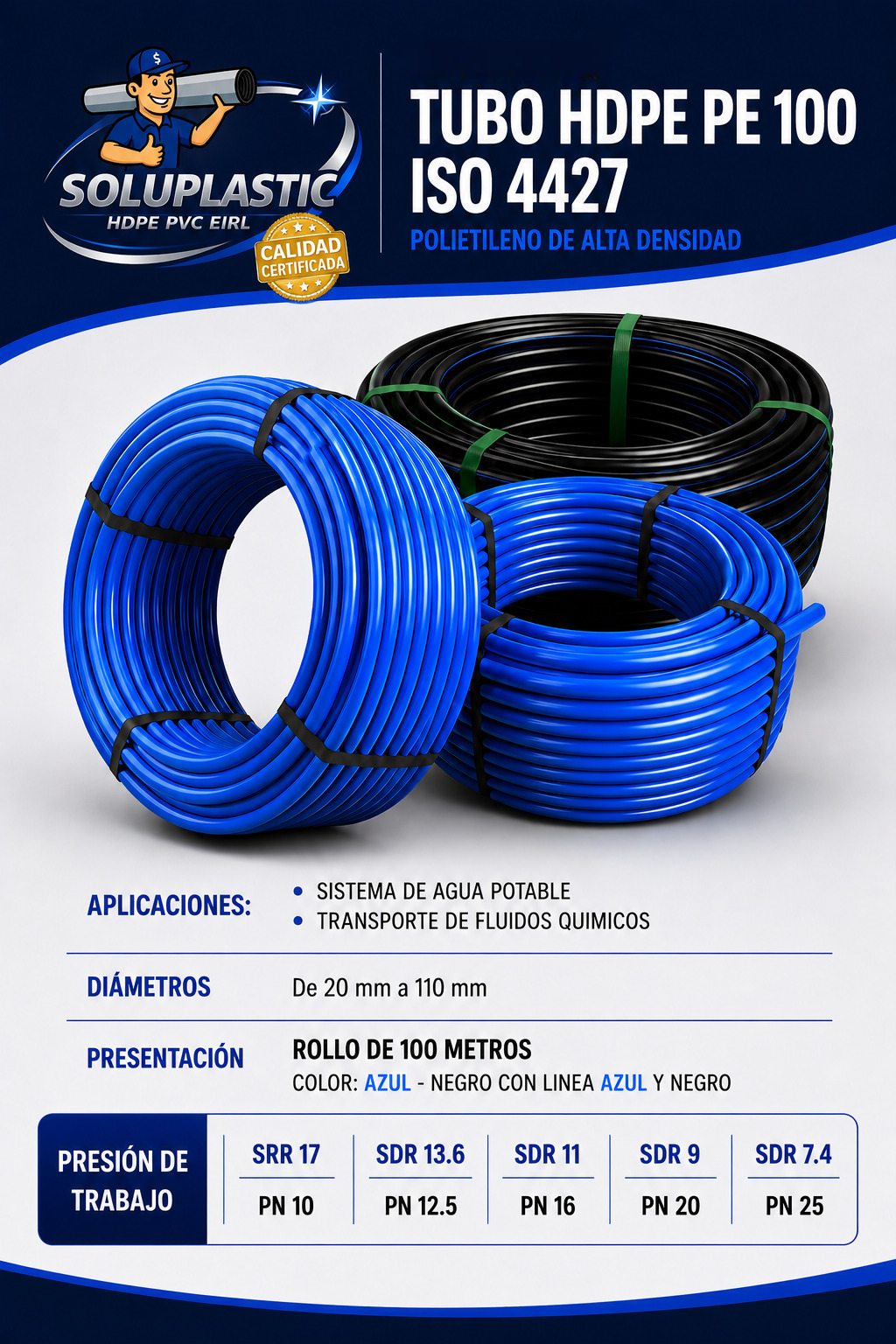 Tubo HDPE PE 100 ISO 4427